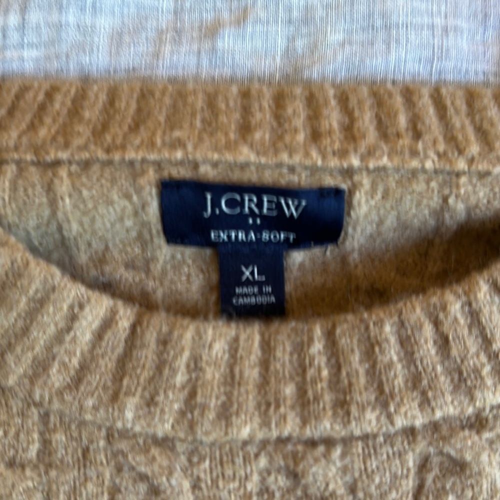 J. Crew Tan Cable Knit Crewneck Sweater - Picture 2 of 2